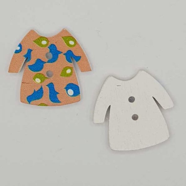 Wooden button beige dress N&deg;02-02