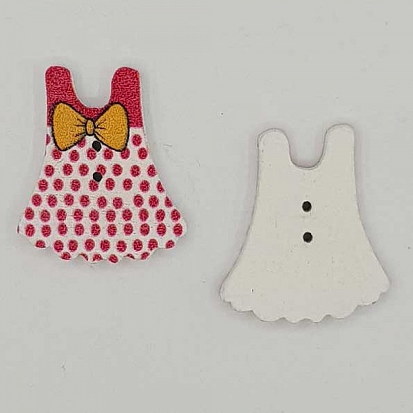 Wooden button white dress N&deg;01-03