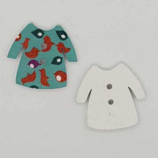 Wooden button turquoise dress N&deg;02-03