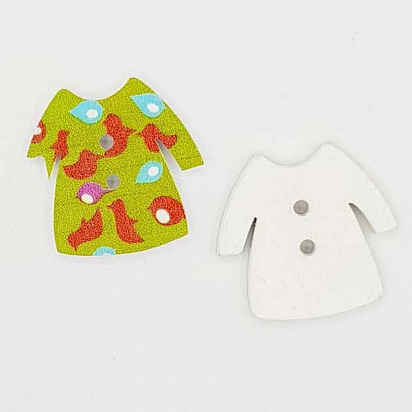 Wooden button green dress N&deg;02-01