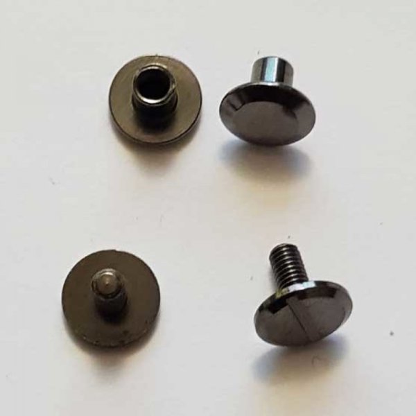 Bouton de col &agrave; visser 6 mm 02 Canon de Fusil en Zamak Plaqu&eacute; Argent a vis