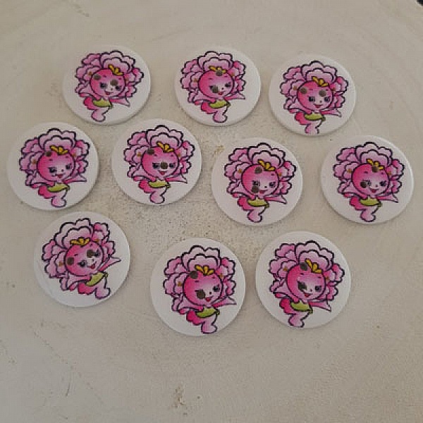 Wooden knob flowers 30 mm N&deg;02 x 10 pieces