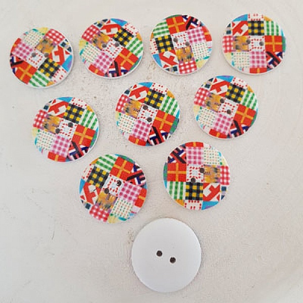 Wooden knob flowers 30 mm N&deg;03 x 10 pieces