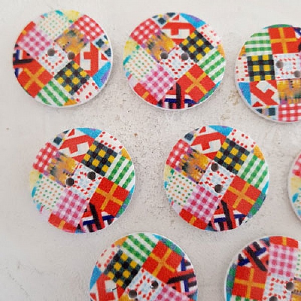 Wooden knob flowers 30 mm N&deg;03 x 10 pieces