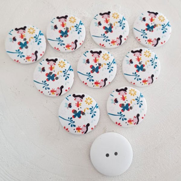 Wooden knob flowers 30 mm N&deg;04 x 10 pieces