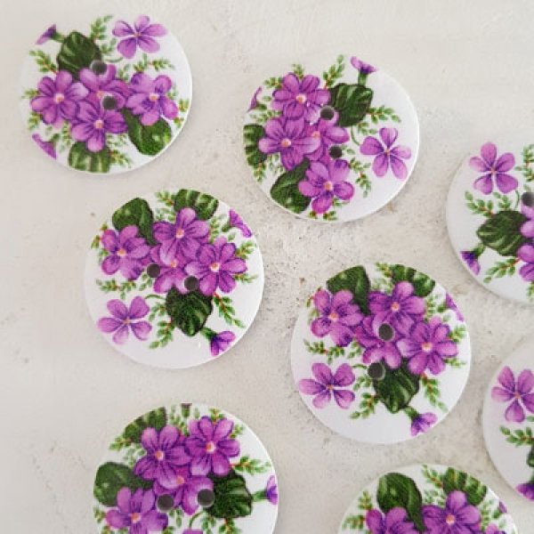 Wooden knob flowers 30 mm N&deg;07 x 10 pieces