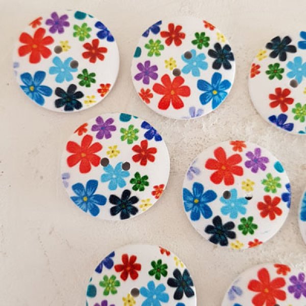 Wooden knob flowers 30 mm N&deg;08 x 10 pieces