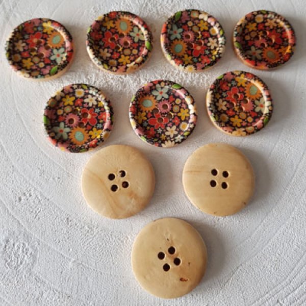 Wooden knob flowers 30 mm N&deg;12 x 10 pieces