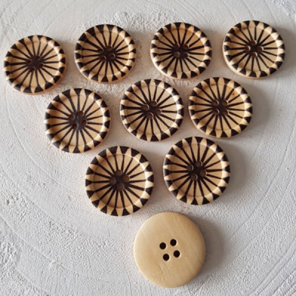 Wooden knob flowers 30 mm N&deg;15 x 10 pieces