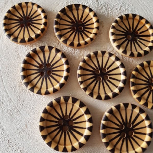 Wooden knob flowers 30 mm N&deg;15 x 10 pieces