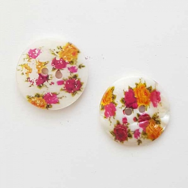 Bouton fantaisie Rond &agrave; fleurs 18 mm N&deg;02