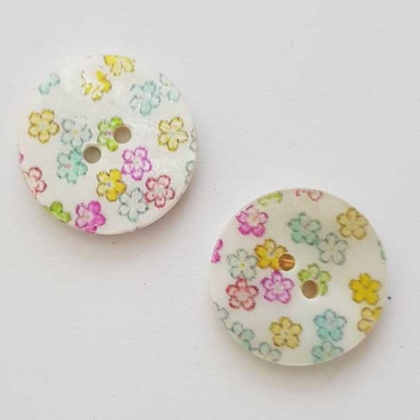Bouton fantaisie Rond &agrave; fleurs 18 mm N&deg;07