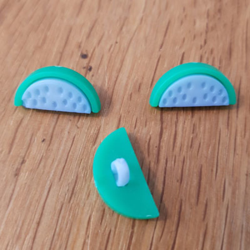 Button fancy pattern for children watermelon No. 01 light blue