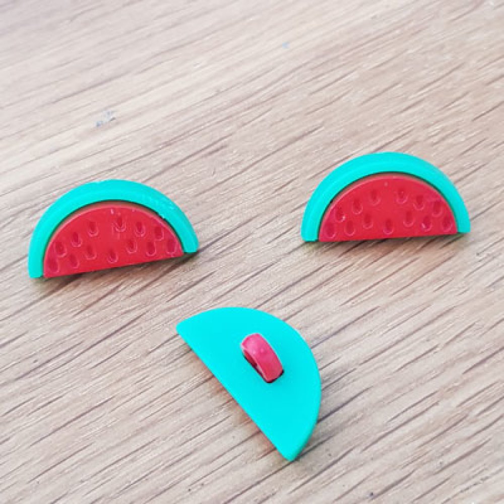 Button fancy pattern for children watermelon No. 04 red