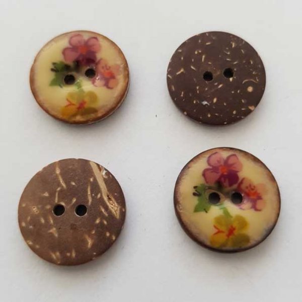 Boutons 25mm &agrave; deux trous ronds en noix de coco N&deg;32