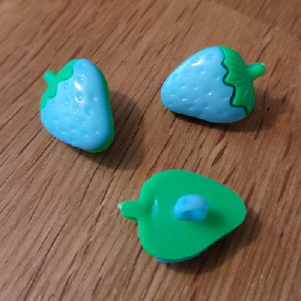 Fancy buttons, children, babies Strawberry pattern N&deg;09 green and light blue