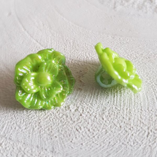 Fancy buttons, children, babies Flower pattern N&deg;02-02 Green