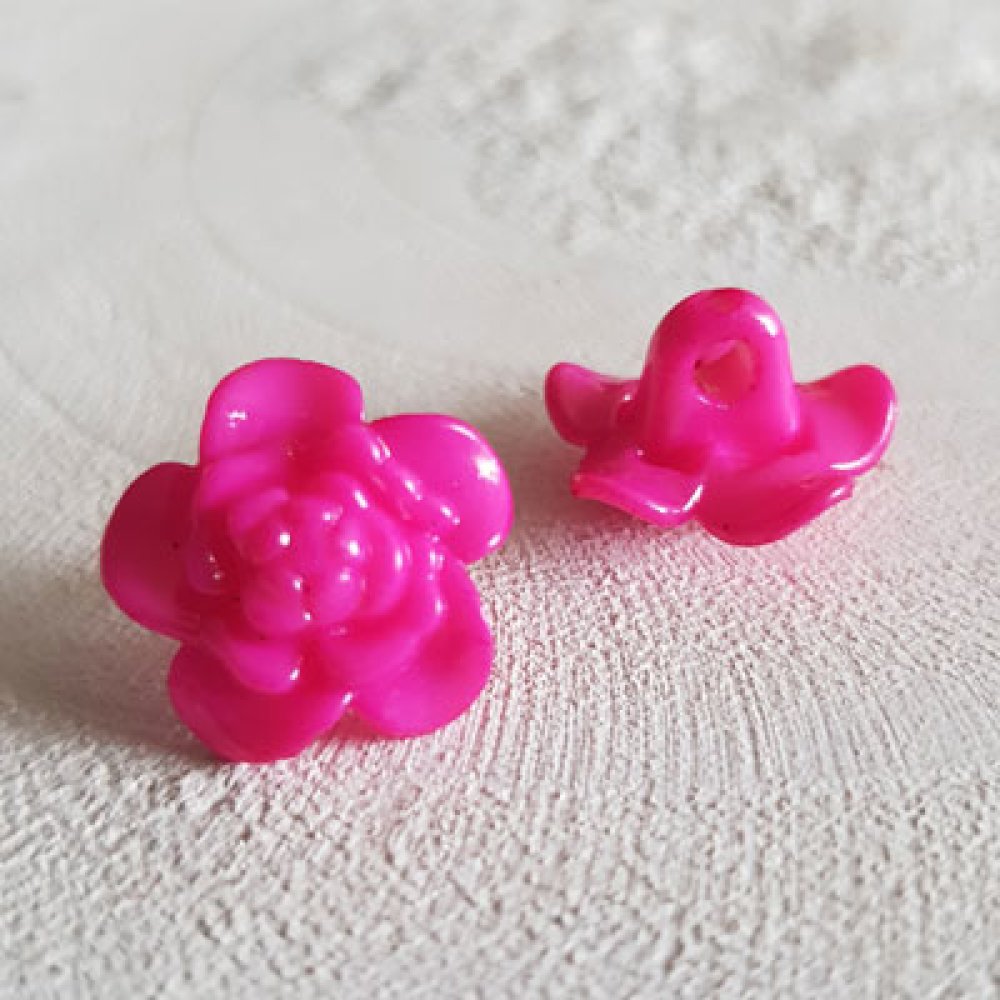 Fancy buttons, children, babies Flower pattern N°03-04 Fushia