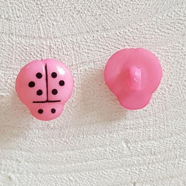 Fancy buttons, children, babies Ladybird pattern N&deg;01-13 Pink