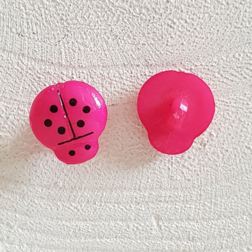 Fancy buttons, children, babies Ladybird pattern N°01-14 Fushia 