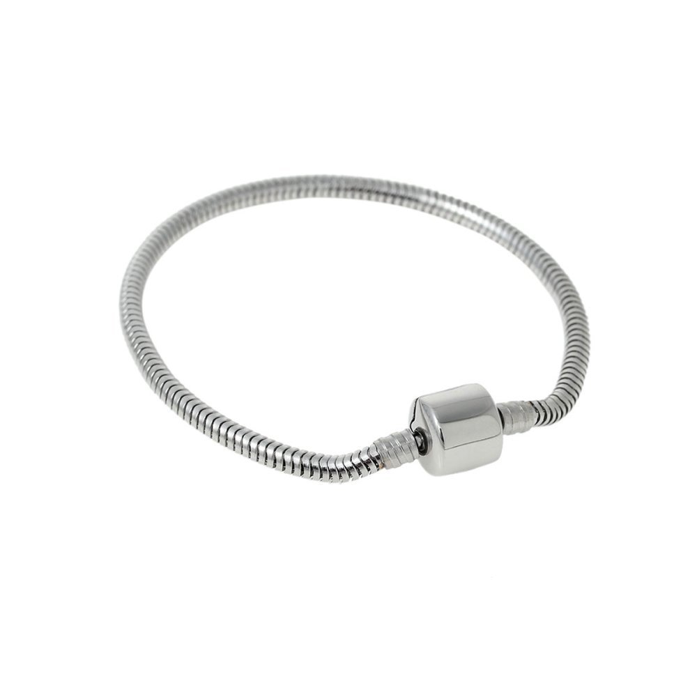 Bracelet Acier Inoxydable N°04 Argent Fermoir Clip 20 cm