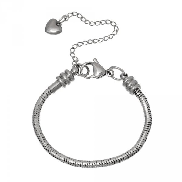 Bracelet Acier Inoxydable N&deg;05-02 Argent Fermoir Mousqueton 19 cm