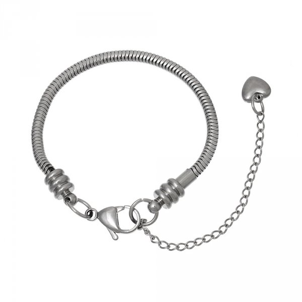 Bracelet Acier Inoxydable N&deg;05-02 Argent Fermoir Mousqueton 19 cm