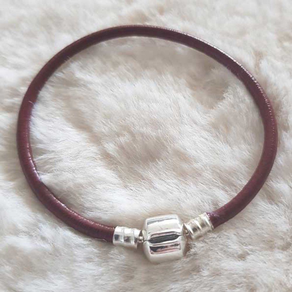 European Clip bracelet smooth Uni 01 FROM 15 TO 23 CM Bordeaux