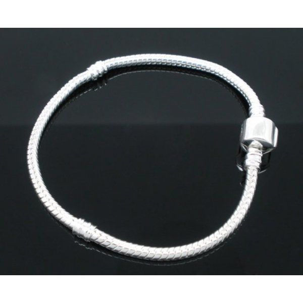European Clip Bracelet 17 cm Smooth clasp Silver plated 925