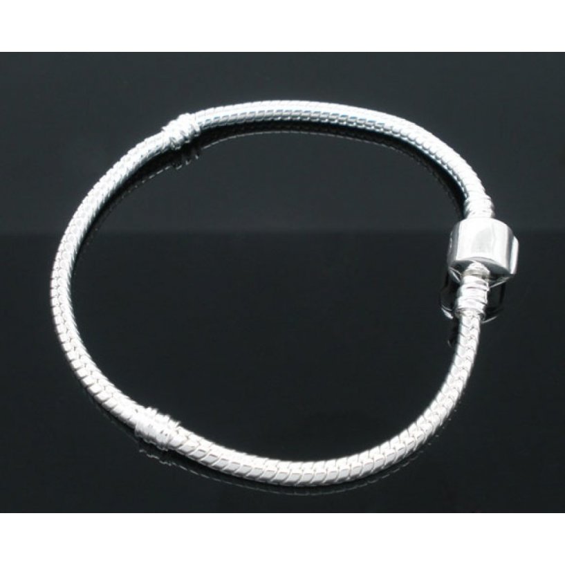 European Clip Bracelet 17 cm Smooth clasp Silver plated 925