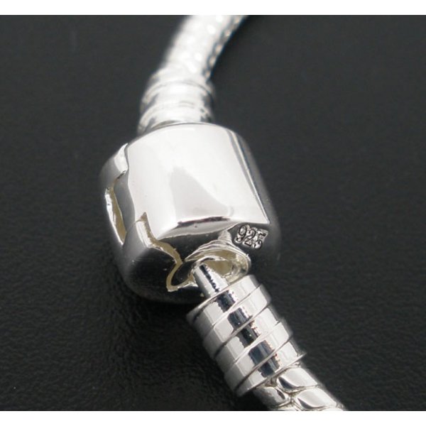 European Clip Bracelet 21 cm Smooth clasp Silver plated 925