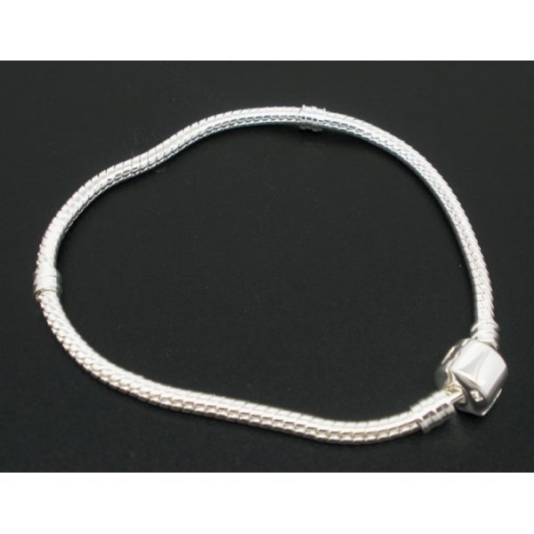 European Clip Bracelet 21 cm Smooth clasp Silver plated 925