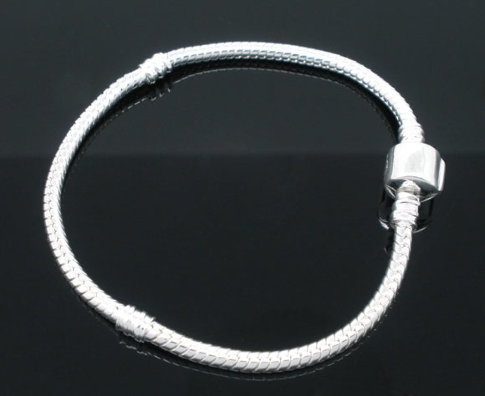 European Clip Bracelet 22 cm Smooth clasp Silver plated 925