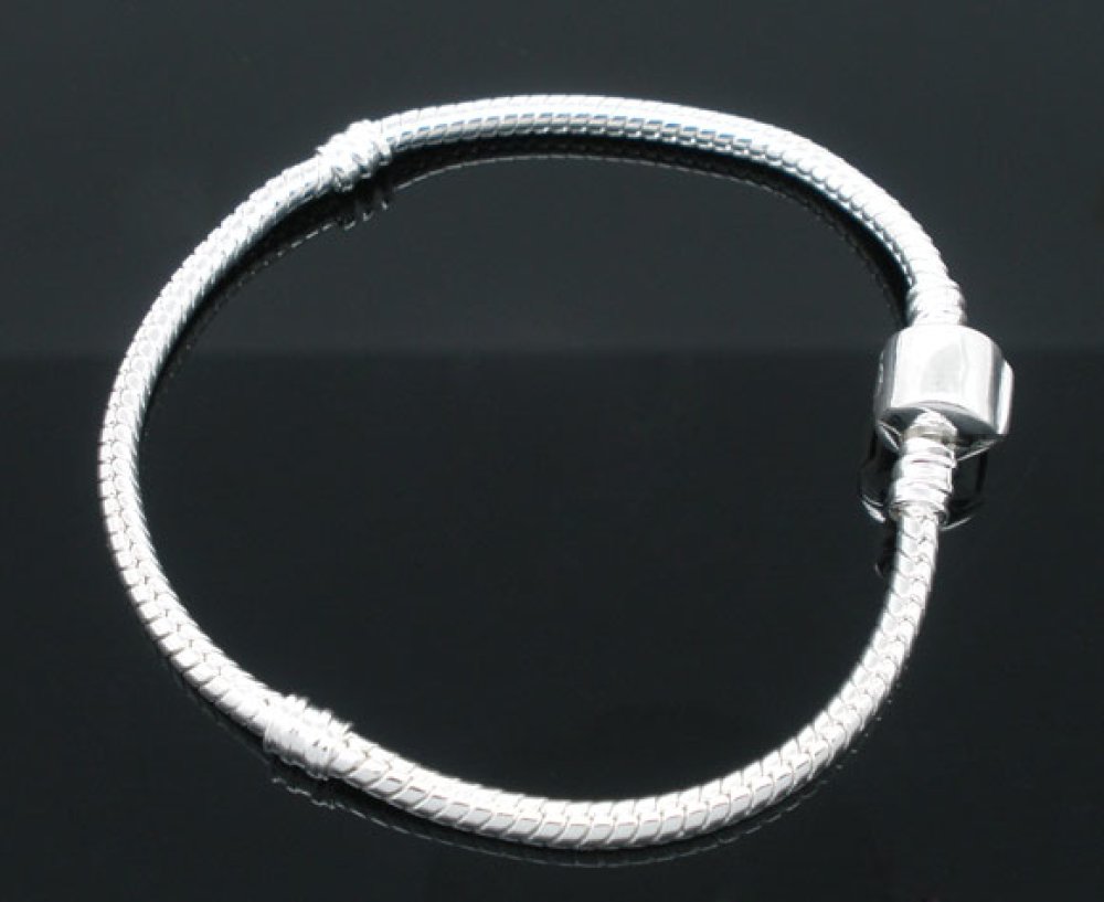 European Clip Bracelet 23 cm Smooth clasp Silver plated 925