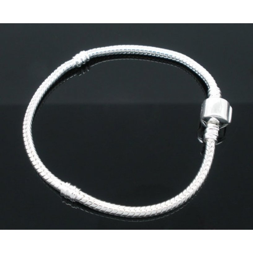 European Clip Bracelet 23 cm Smooth clasp Silver plated 925