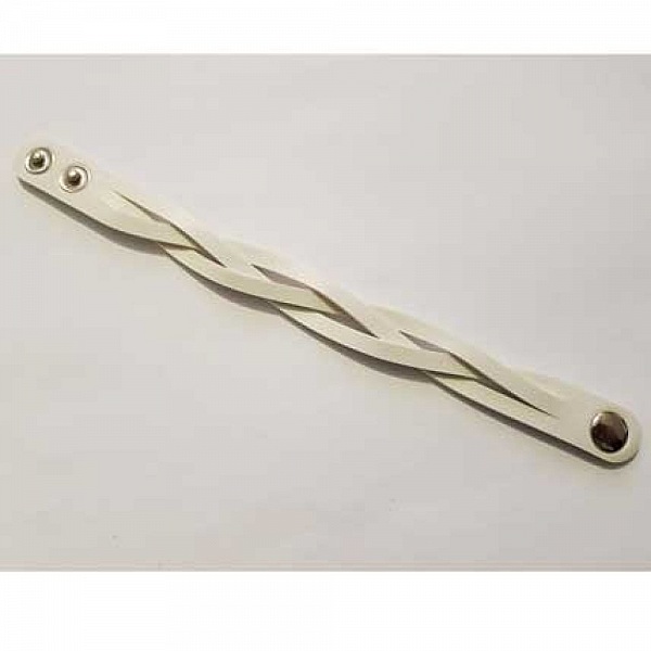 Braided leather bracelet White