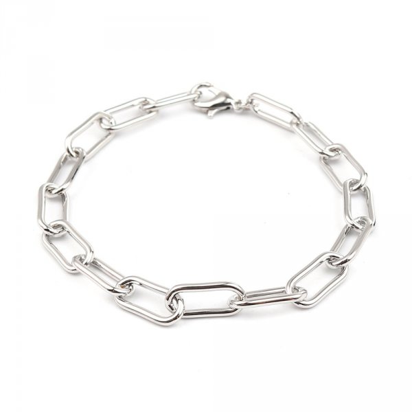 Bracelet maille ovale plaqu&eacute; platine 22 cm N&deg;01