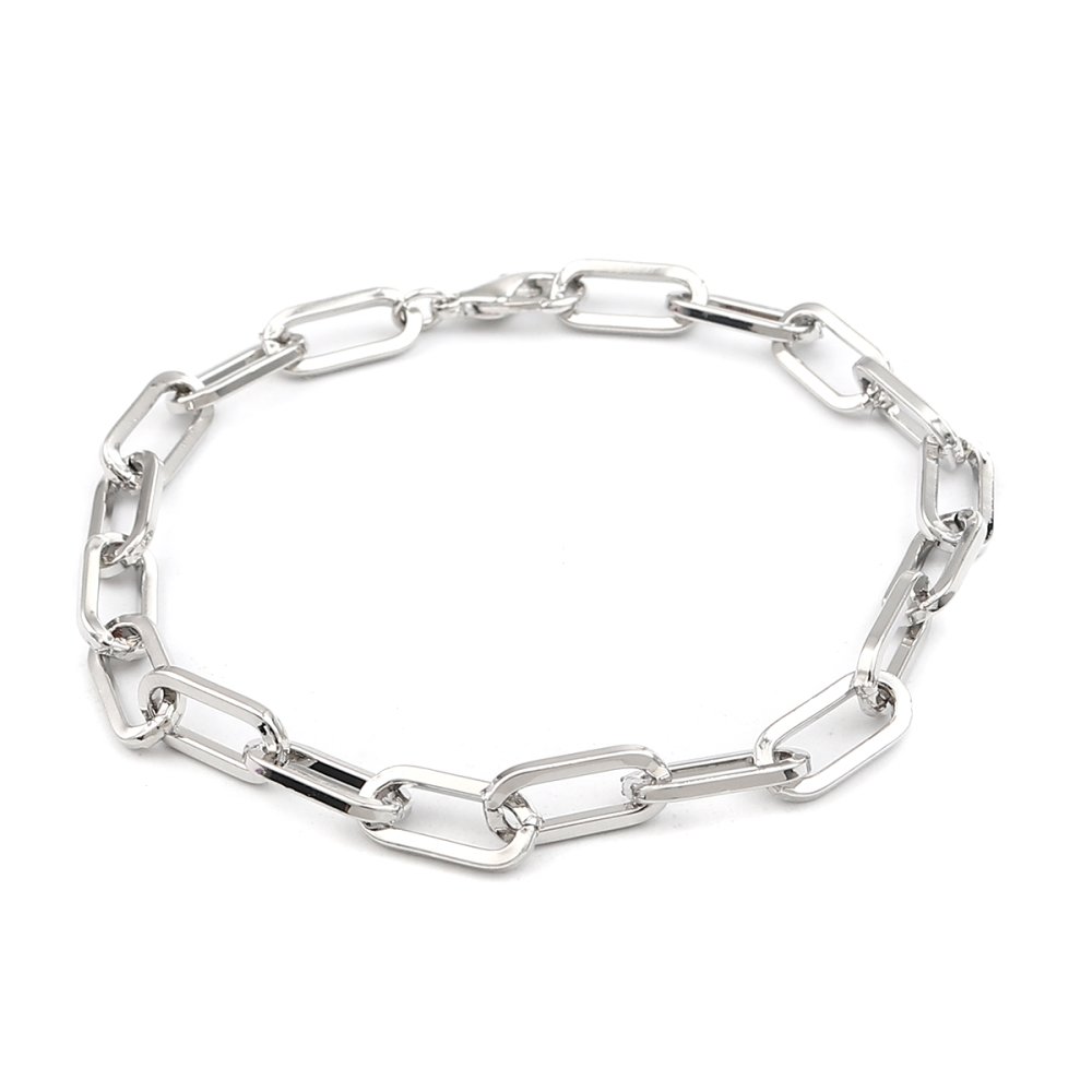 Bracelet maille ovale plaqué platine 22 cm N°02