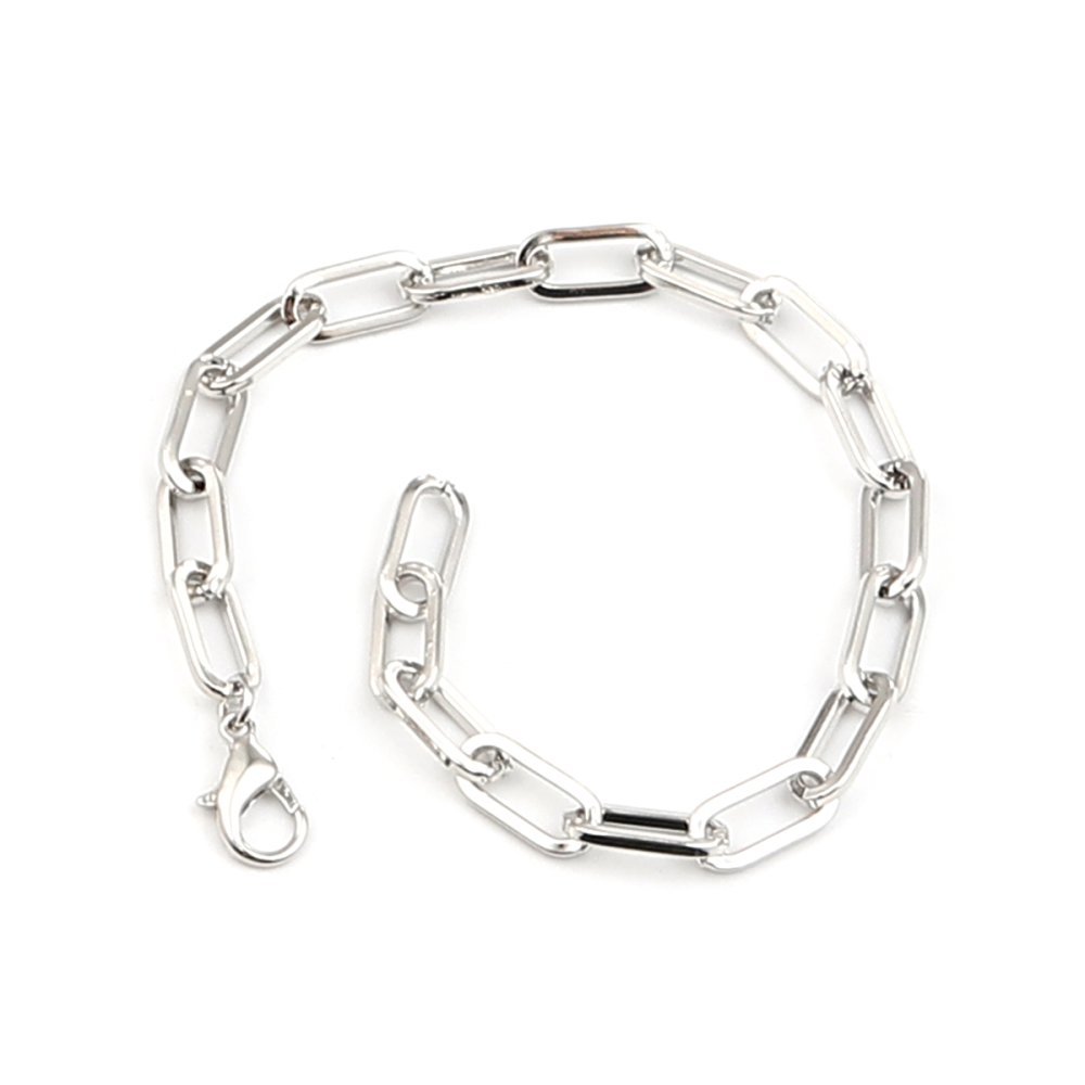 Bracelet maille ovale plaqué platine 22 cm N°02