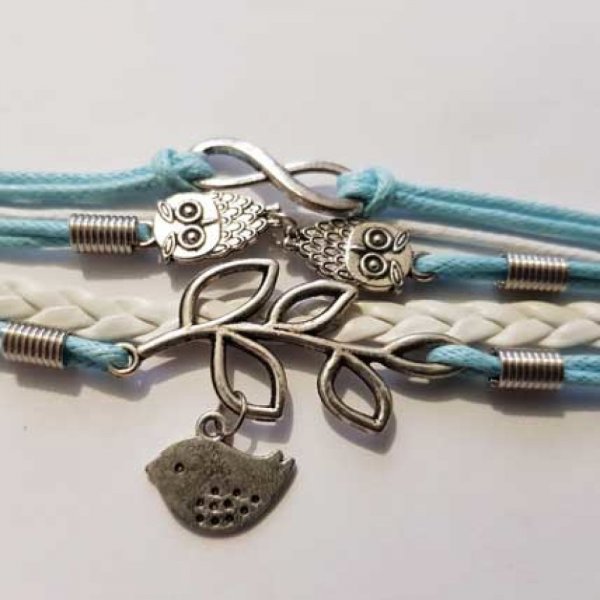 Bracelets Cordon Cir&eacute; et Tress&eacute; N&deg;10 Chouette