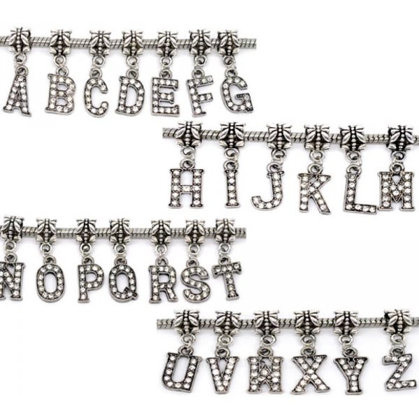 Breloque Alphabet 03 Lettre K et Strass