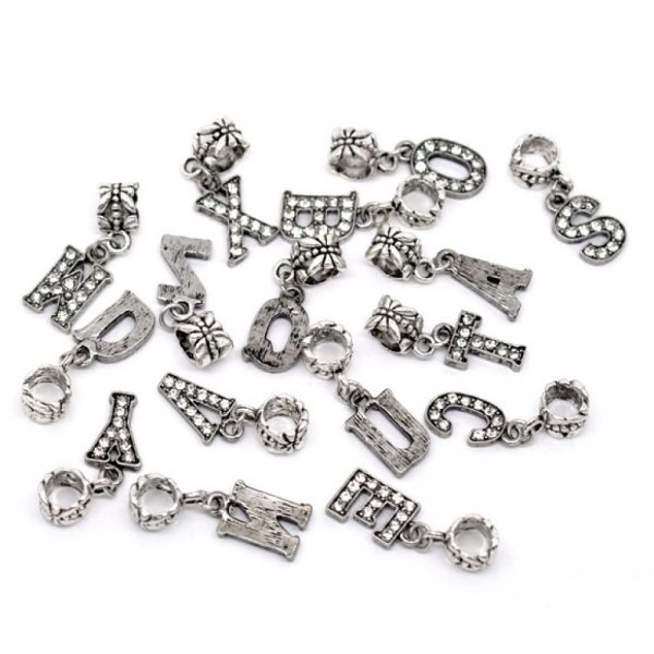 Breloque Alphabet 03 Lettre K et Strass