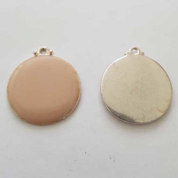 Breloque Divers N&deg;070-01 Pendentif Emaill&eacute; Beige