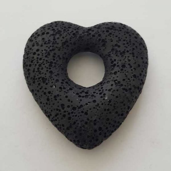 Breloque Divers N&deg;086-01 Pendentif C&oelig;ur Pierre De Lave Noir