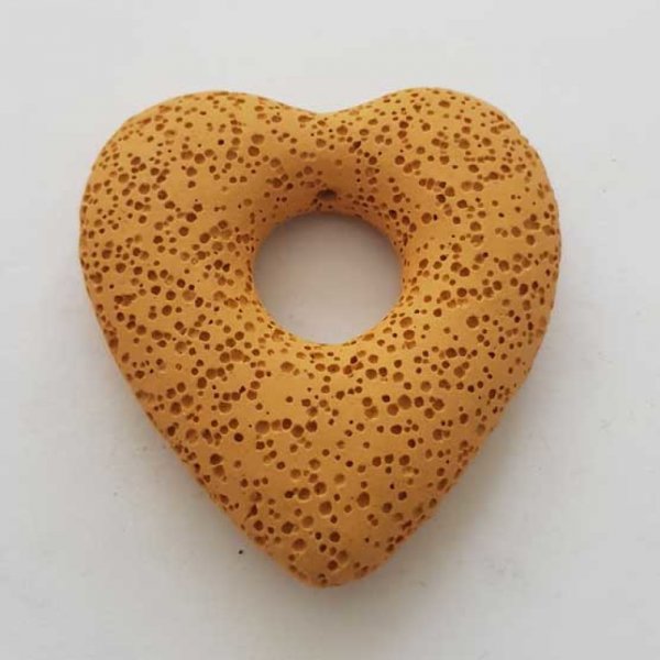 Breloque Divers N&deg;086-02 Pendentif C&oelig;ur Pierre De Lave Orange