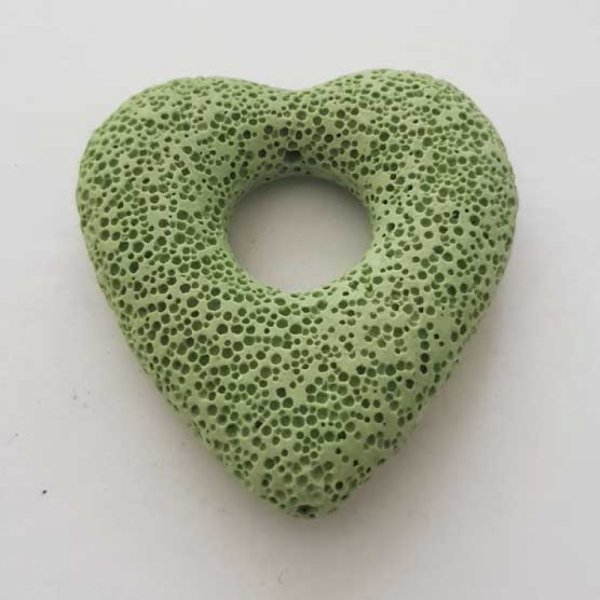 Breloque Divers N&deg;086-04 Pendentif C&oelig;ur Pierre De Lave Vert