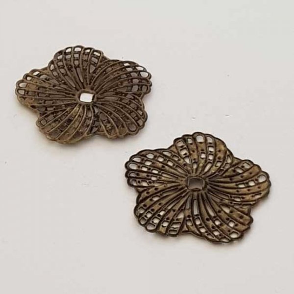 Breloque Divers N&deg;082 Pendentif Fleur Estampe Bronze