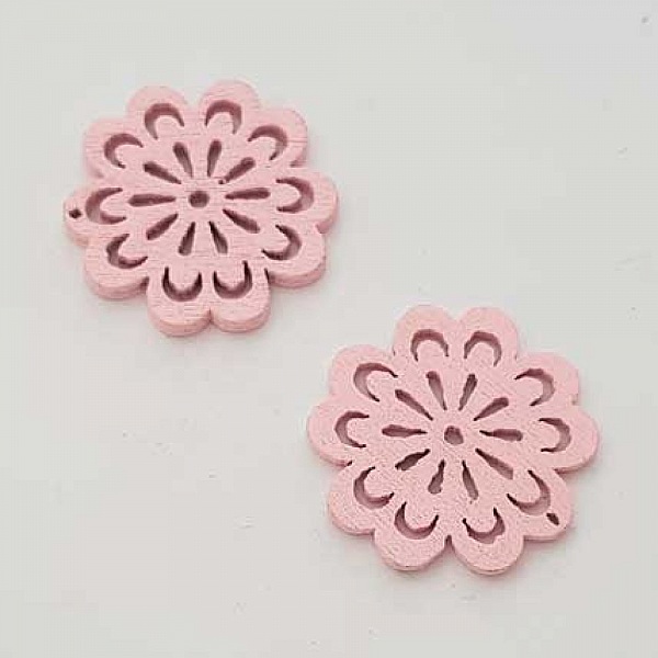 Breloque Fleur Bois N&deg;01 Rose