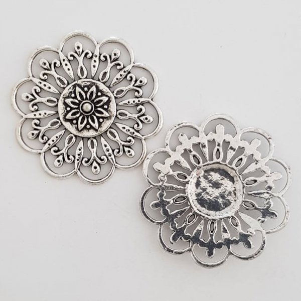 Flower charm Metal N&deg;005 Silver