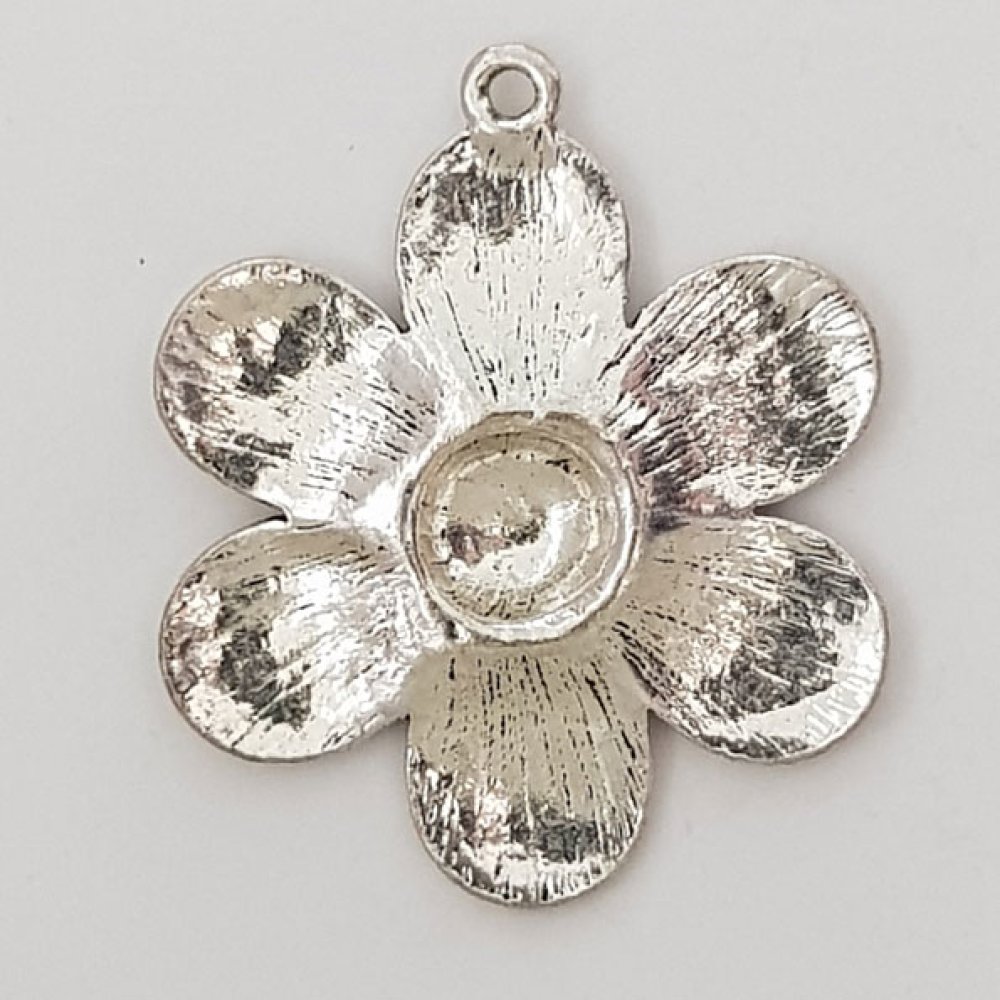 Flower charm Metal N°007 Silver